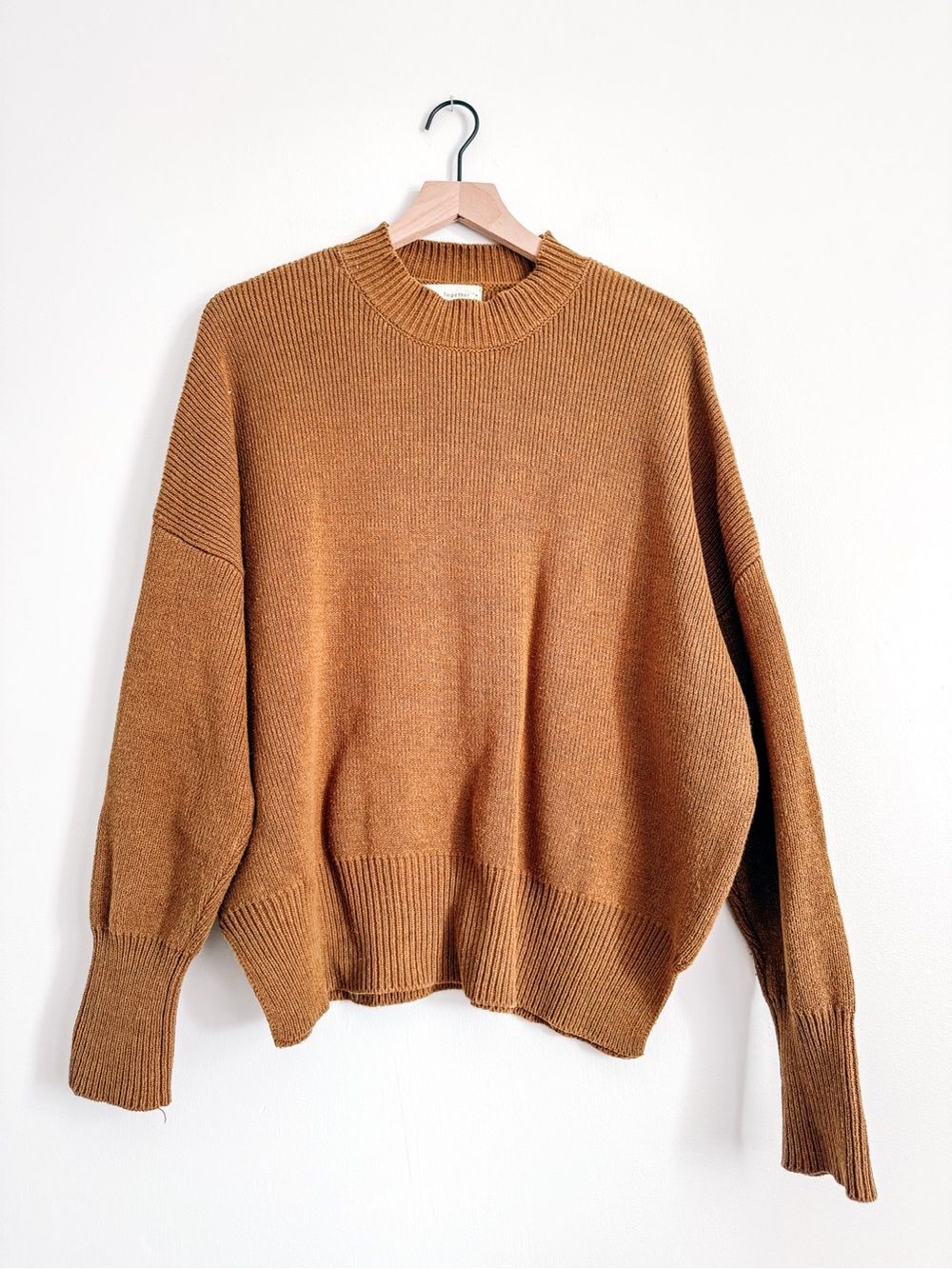 By Together Brown Ribbed Cotton Blend Oversized Sweater Top Size M
